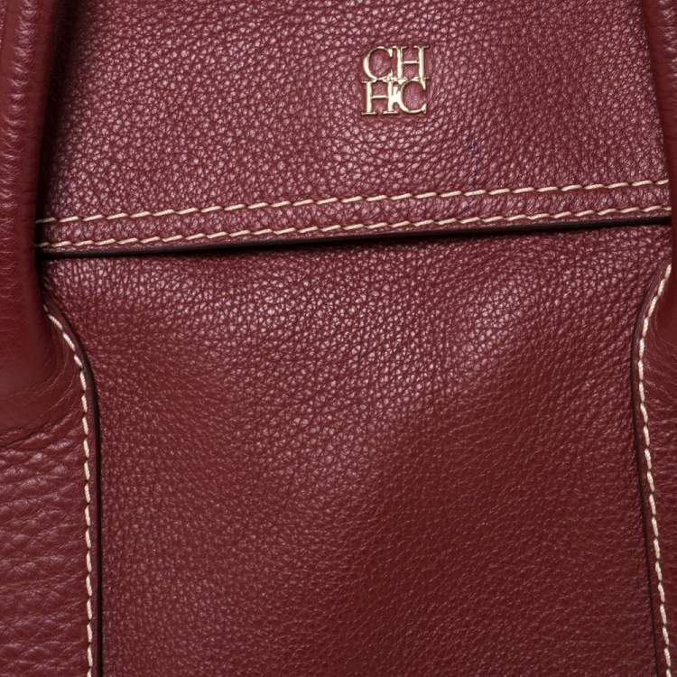 Pre Owned Carolina Herrera Red Leather Flap Satchel