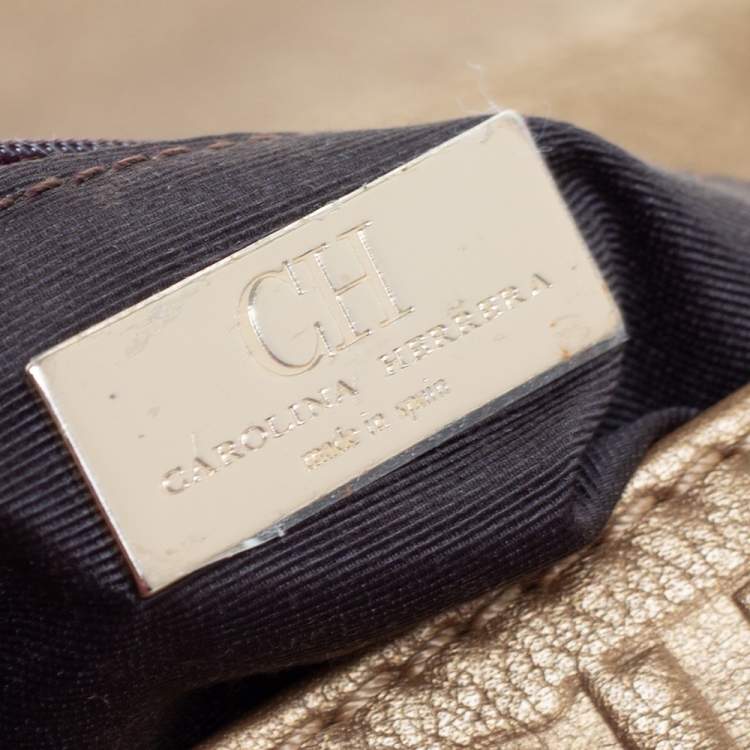 مملوكة مسبقًا Carolina Herrera Gold Monogram Leather Audrey Shoulder Bag