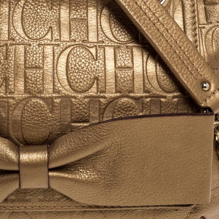 مملوكة مسبقًا Carolina Herrera Gold Monogram Leather Audrey Shoulder Bag