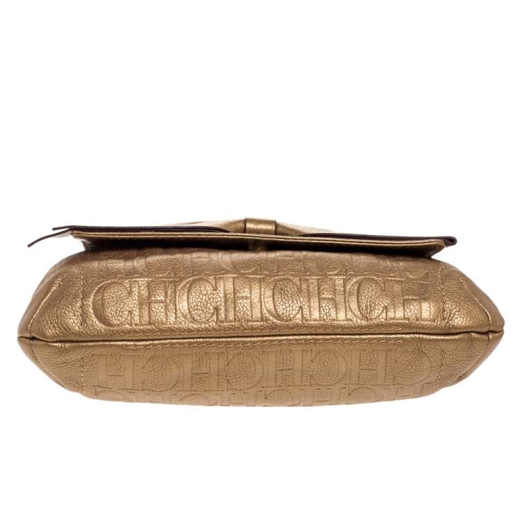 مملوكة مسبقًا Carolina Herrera Gold Monogram Leather Audrey Shoulder Bag
