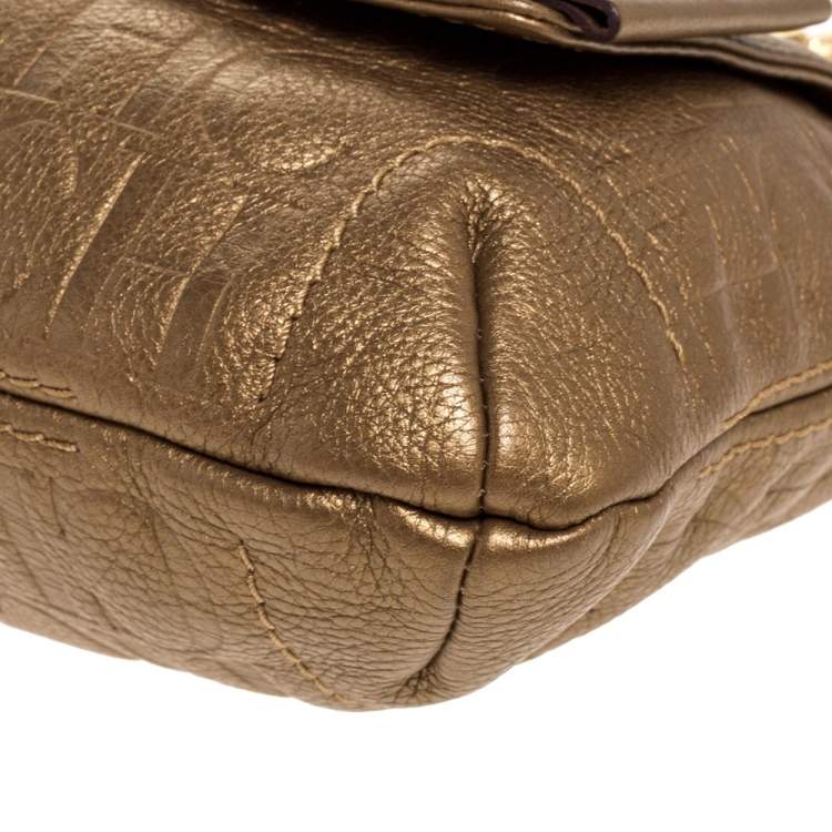 مملوكة مسبقًا Carolina Herrera Gold Monogram Leather Audrey Shoulder Bag