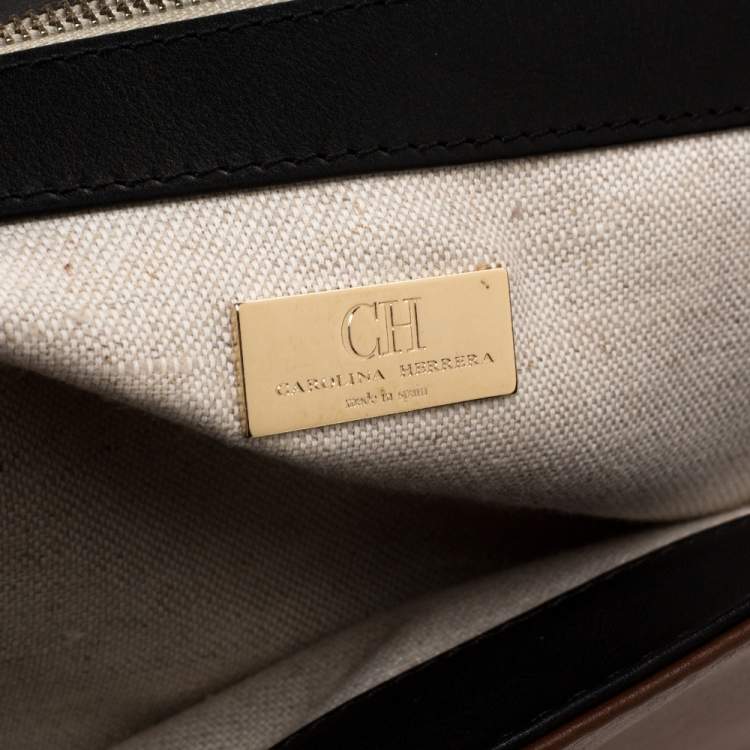 مملوكة مسبقًا Carolina Herrera Bicolor Leather Flap Shoulder Bag