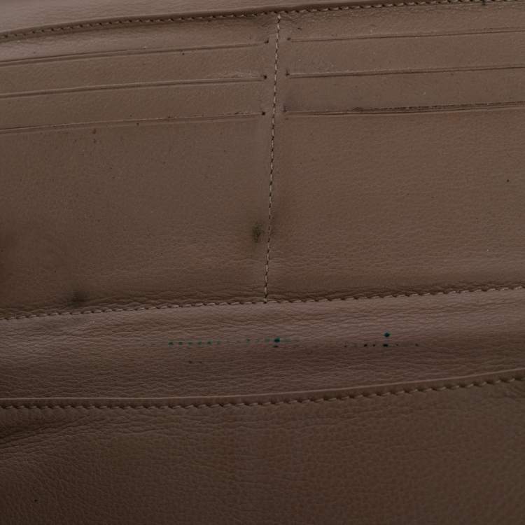 Pre Owned Carolina Herrera Yellow Monogram Leather Continental Wallet