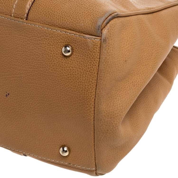 Pre Owned Carolina Herrera Beige Leather Matteo Tote