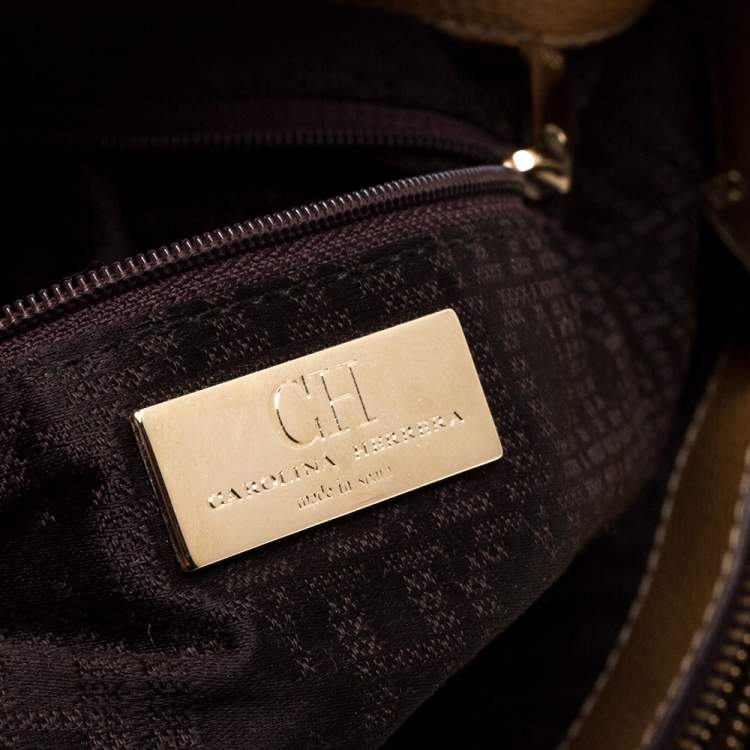 Pre Owned Carolina Herrera Beige Leather Matteo Tote