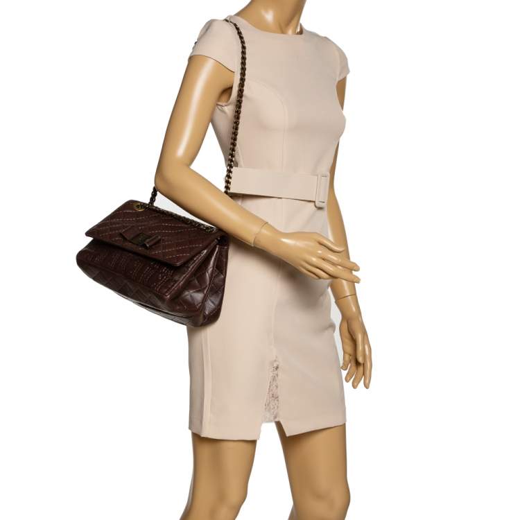 Pre Owned CH Carolina Herrera Dark Brown Leather Bow Shoulder Bag