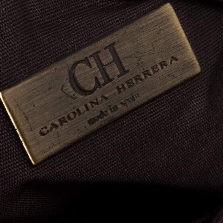 Pre Owned CH Carolina Herrera Dark Brown Leather Bow Shoulder Bag
