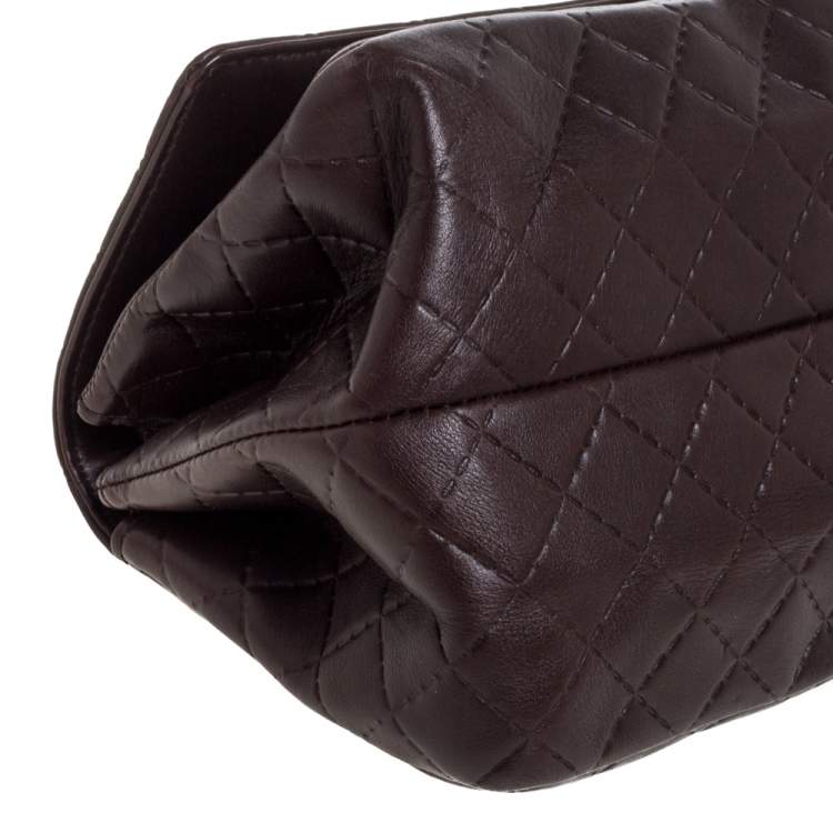 Pre Owned CH Carolina Herrera Dark Brown Leather Bow Shoulder Bag