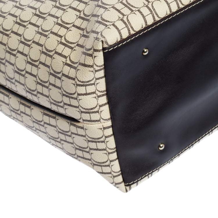 Pre Owned CH Carolina Herrera Beige/Brown Monogram PVC Shopper Tote