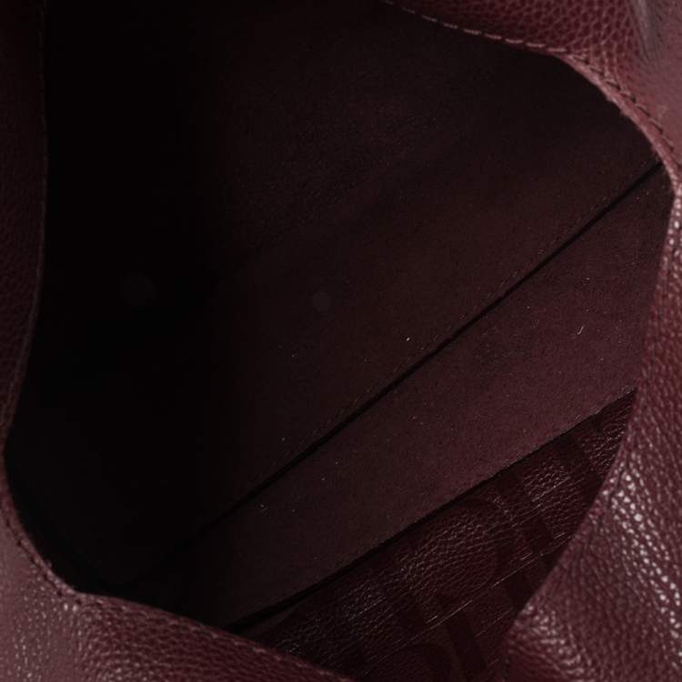 Pre Owned CH Carolina Herrera Burgundy Pebbled Leather Satchel