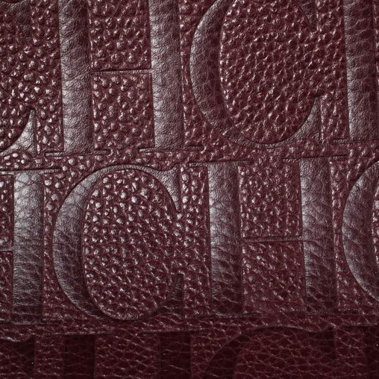 Pre Owned CH Carolina Herrera Burgundy Pebbled Leather Satchel