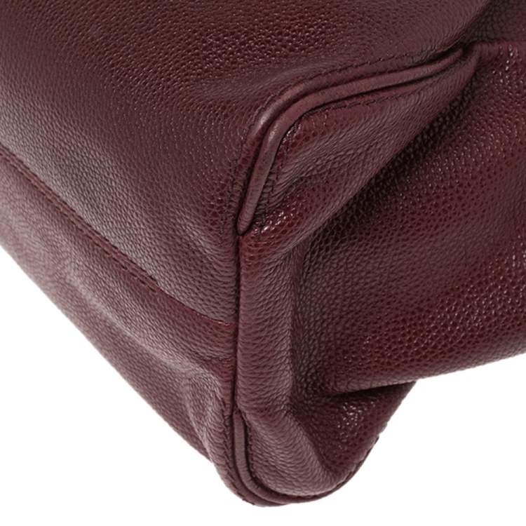 Pre Owned CH Carolina Herrera Burgundy Pebbled Leather Satchel