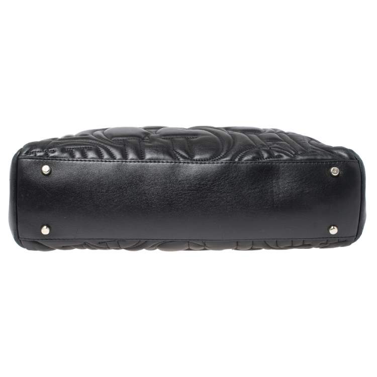 Pre Owned CH Carolina Herrera Black Quilted Leather Shopper Tote