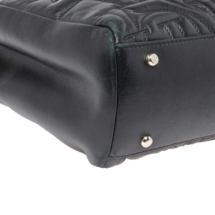 Pre Owned CH Carolina Herrera Black Quilted Leather Shopper Tote