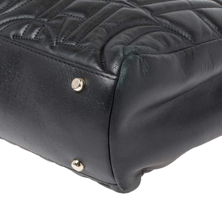 Pre Owned CH Carolina Herrera Black Quilted Leather Shopper Tote