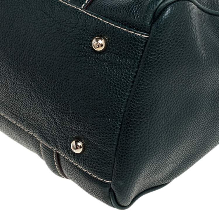 Pre Owned Carolina Herrera Green Monogram Leather Andy Boston Bag