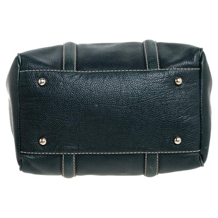 Pre Owned Carolina Herrera Green Monogram Leather Andy Boston Bag