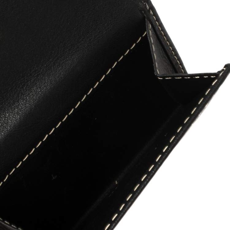 Pre Owned Carolina Herrera Black Monogram Leather Flap Compact Wallet