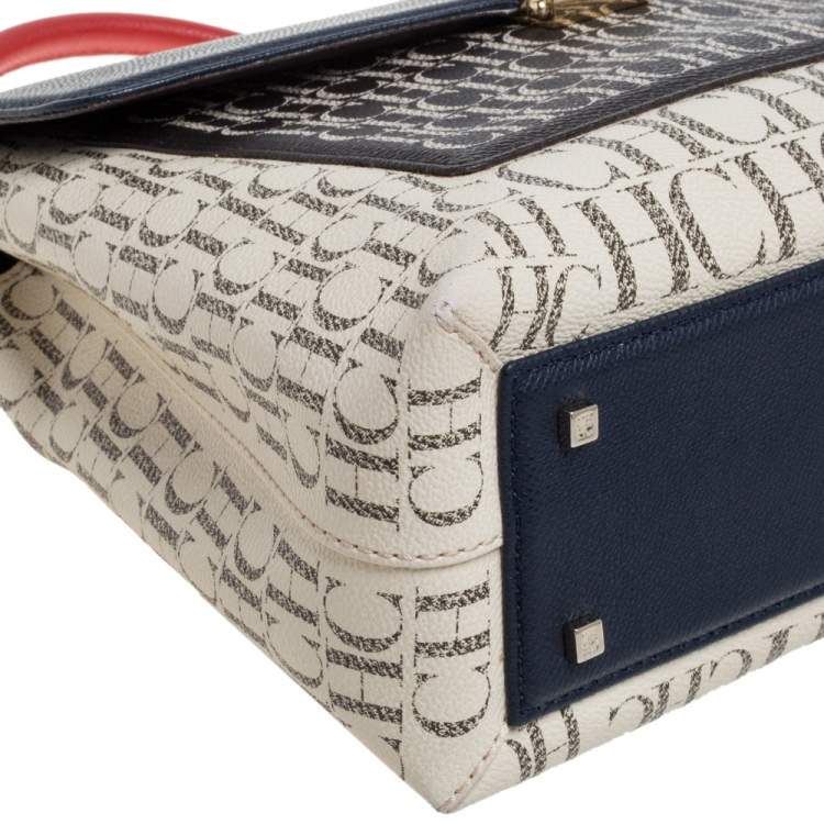 Pre Owned Carolina Herrera Multicolor Monogram Coated Canvas Top Handle Bag