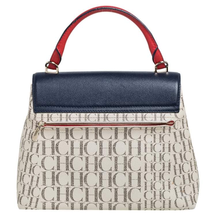 Pre Owned Carolina Herrera Multicolor Monogram Coated Canvas Top Handle Bag