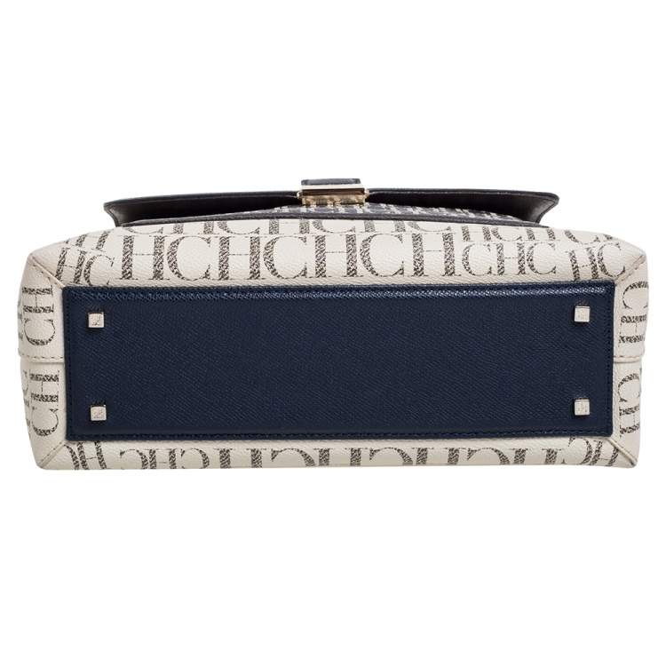 Pre Owned Carolina Herrera Multicolor Monogram Coated Canvas Top Handle Bag