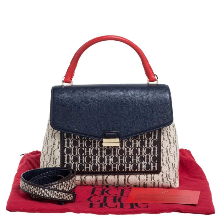 Pre Owned Carolina Herrera Multicolor Monogram Coated Canvas Top Handle Bag