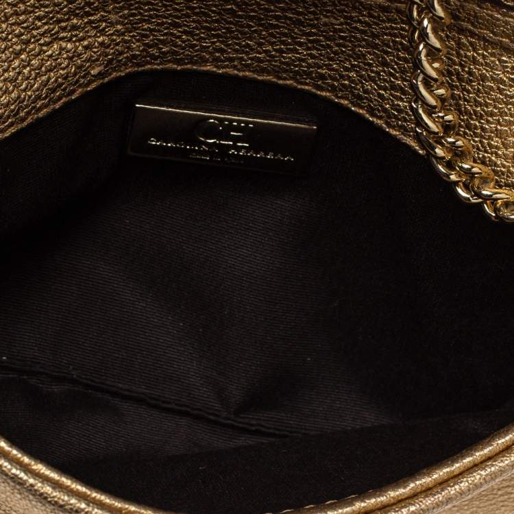 مملوكة مسبقًا Carolina Herrera Metallic Gold Quilted Leather Flap Chain Shoulder Bag