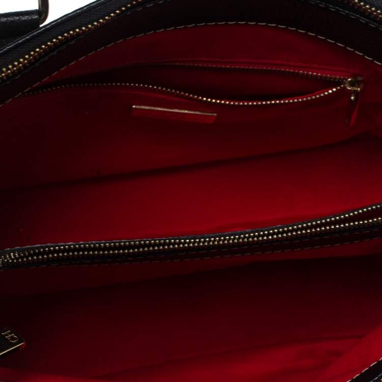 مملوكة مسبقًا Carolina Herrera Black Pebbled Leather Small Matteo Tote
