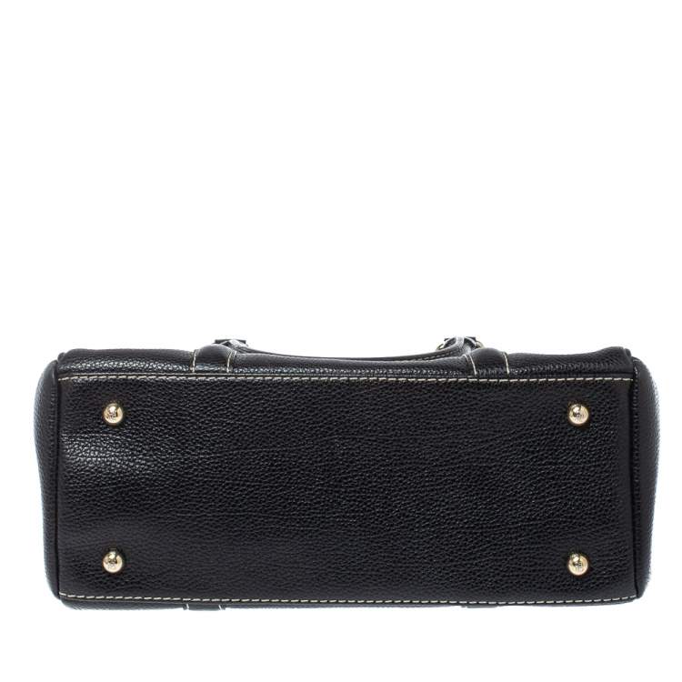 مملوكة مسبقًا Carolina Herrera Black Pebbled Leather Small Matteo Tote