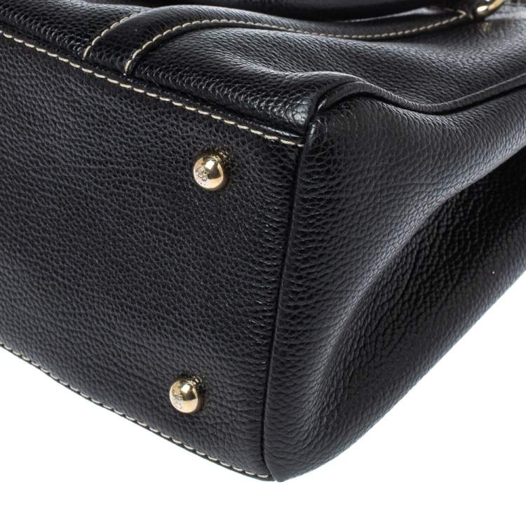 مملوكة مسبقًا Carolina Herrera Black Pebbled Leather Small Matteo Tote