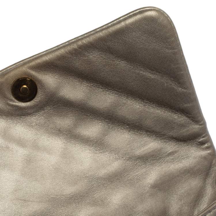 Pre Owned Carolina Herrera Grey Quilted Leather Shoulder Bag