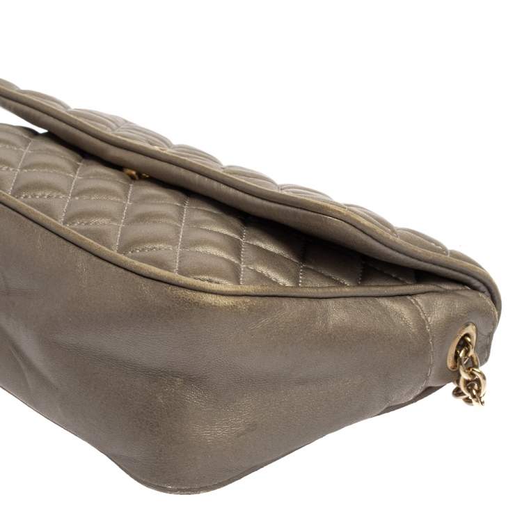 Pre Owned Carolina Herrera Grey Quilted Leather Shoulder Bag