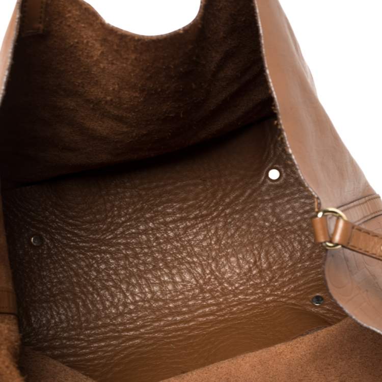 Pre Owned Carolina Herrera Brown Monogram Leather Matryoshka Tote