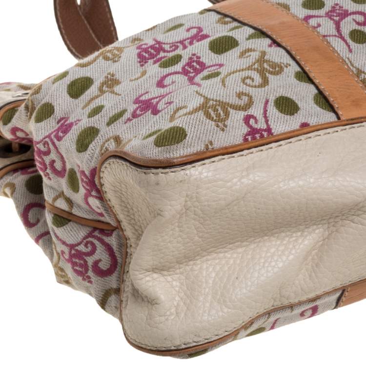 Pre Owned CH Carolina Herrera Multicolor Embroidered Fabric and Leather Trim Tote