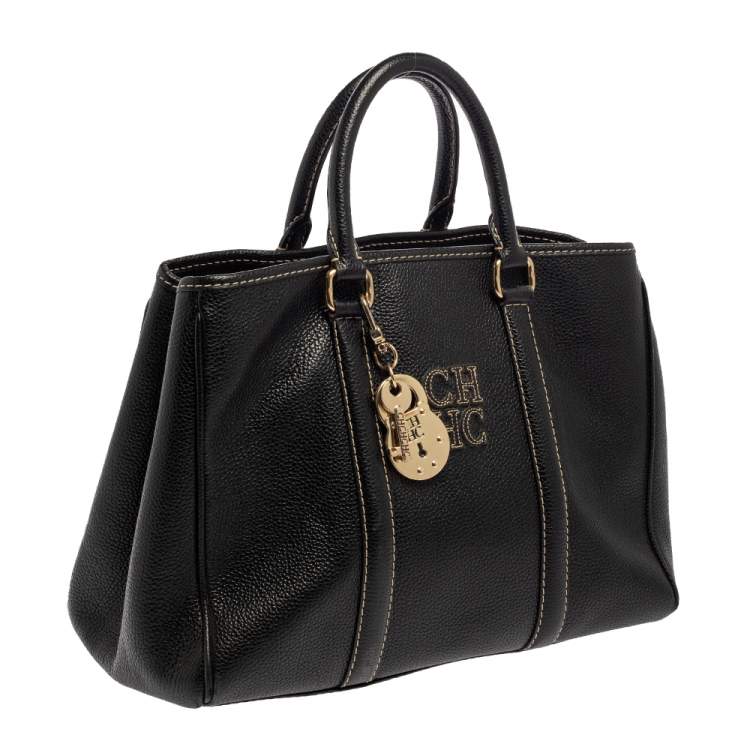 Pre Owned CH Carolina Herrera Black Leather Matteo Tote