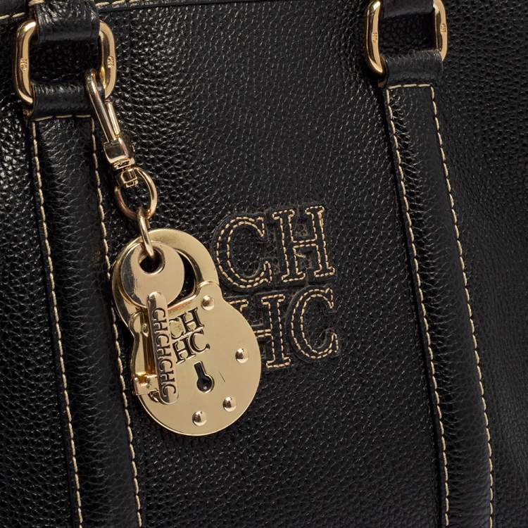 Pre Owned CH Carolina Herrera Black Leather Matteo Tote