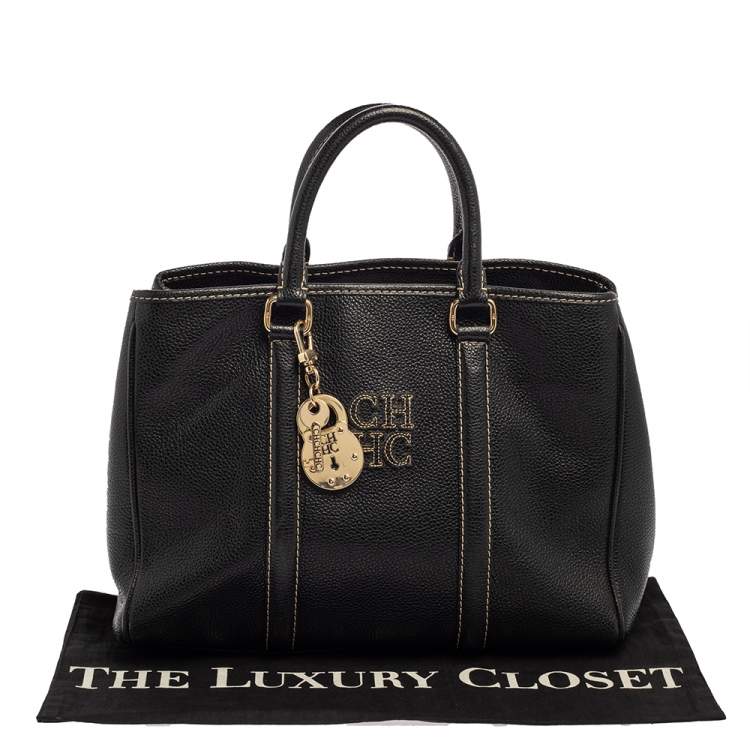 Pre Owned CH Carolina Herrera Black Leather Matteo Tote