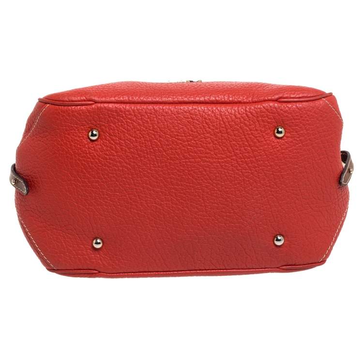 Pre Owned Carolina Herrera Red Grain Leather Hobo
