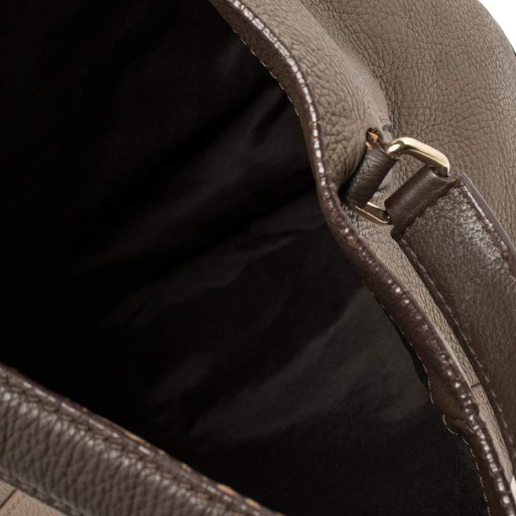 Pre Owned CH Carolina Herrera Two Tone Brown Pebbled Leather Hobo