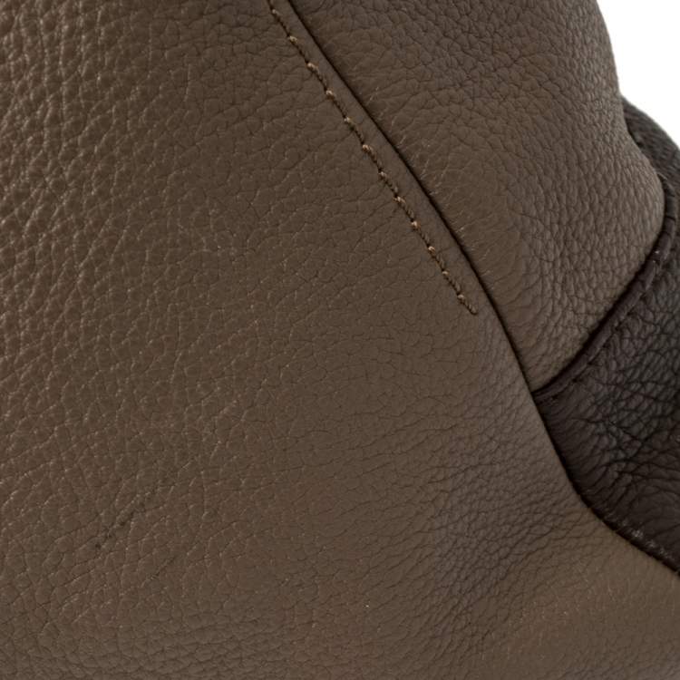 Pre Owned CH Carolina Herrera Two Tone Brown Pebbled Leather Hobo