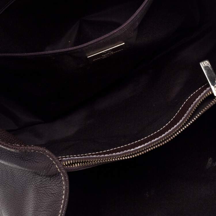 Pre Owned Carolina Herrera Brown Monogram Leather Matteo Tote