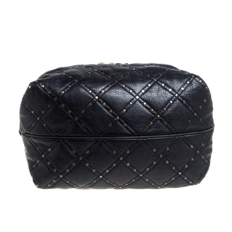 Pre Owned Carolina Herrera Black Quilted Leather Rivet Satchel