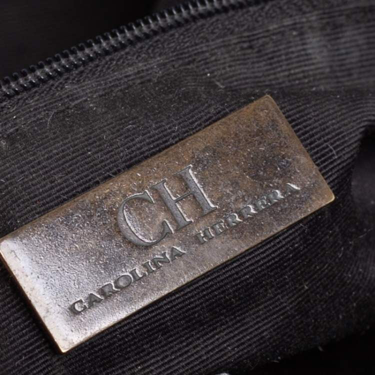 Pre Owned Carolina Herrera Black Quilted Leather Rivet Satchel