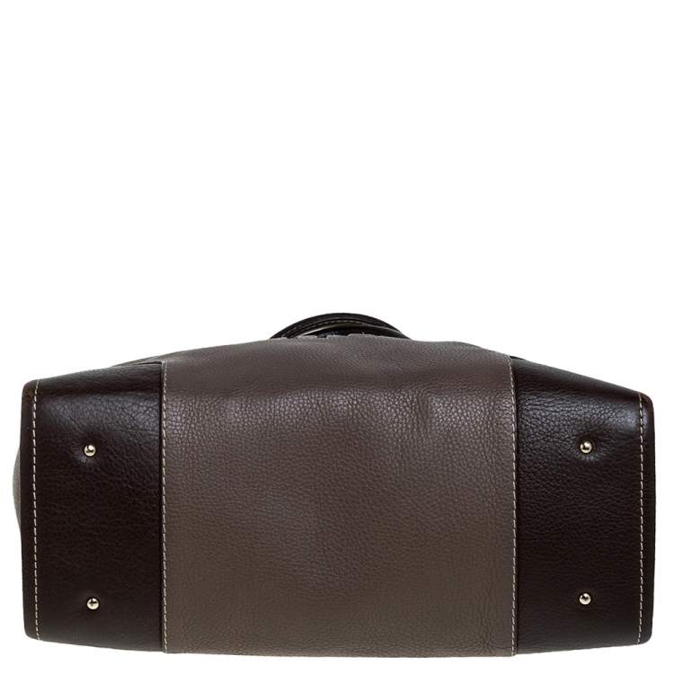 Pre Owned Carolina Herrera Dark Beige/Brown Leather Matteo Tote