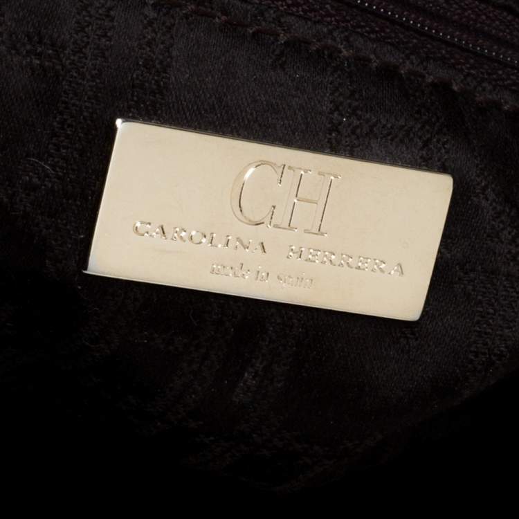 Pre Owned Carolina Herrera Dark Beige/Brown Leather Matteo Tote