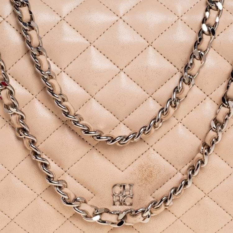 مملوكة مسبقًا Carolina Herrera Beige Quilted Leather Shoulder Bag
