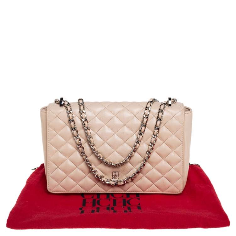 مملوكة مسبقًا Carolina Herrera Beige Quilted Leather Shoulder Bag
