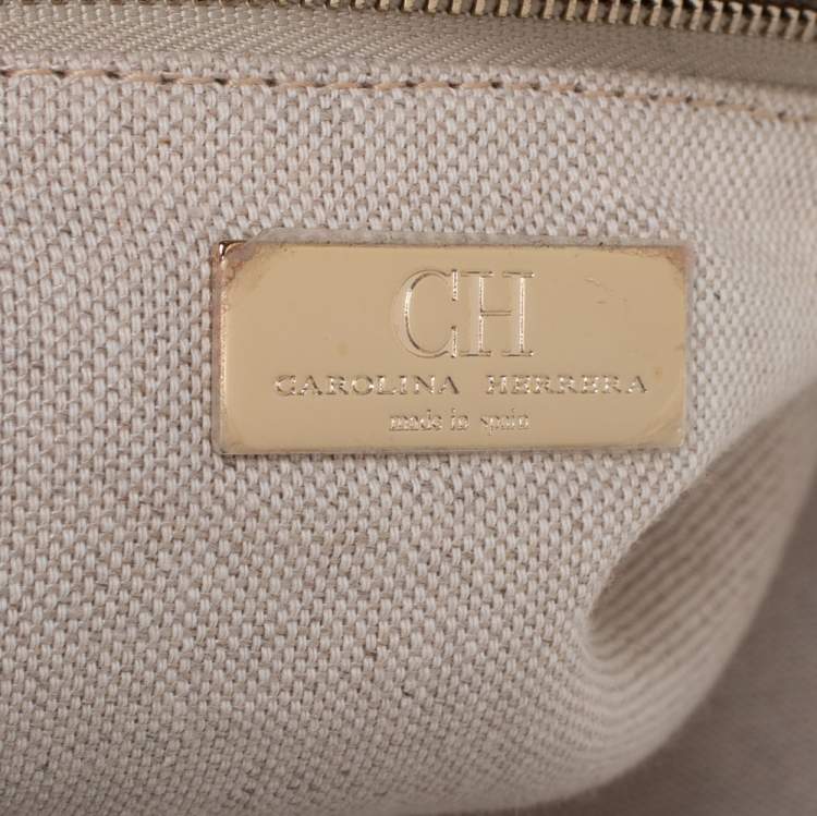 Pre Owned Carolina Herrera Brown Monogram Suede and Leather Dome Satchel