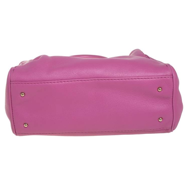 Pre Owned Carolina Herrera Pink Leather Charm Tote