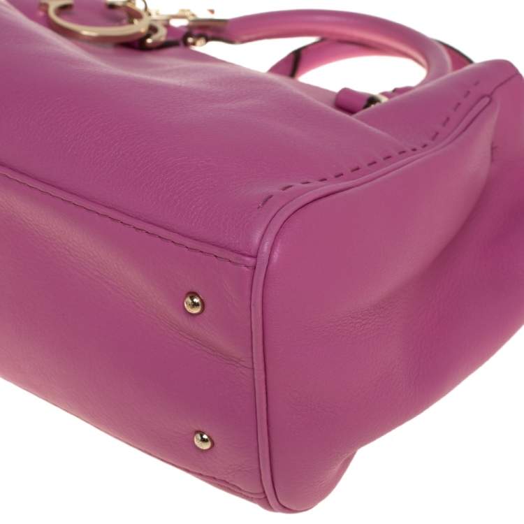 Pre Owned Carolina Herrera Pink Leather Charm Tote